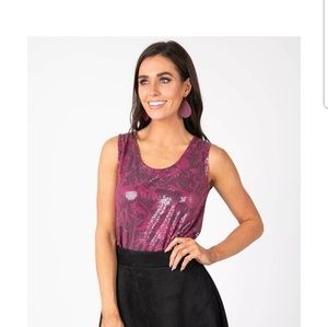 Sequin Tank - Cameo Floral Plum